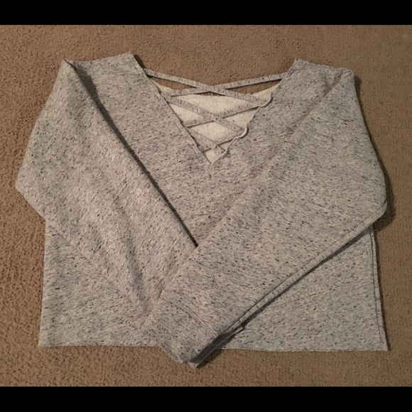 PINK Heather Gray Crossback Crewneck - Picture 3 of 8
